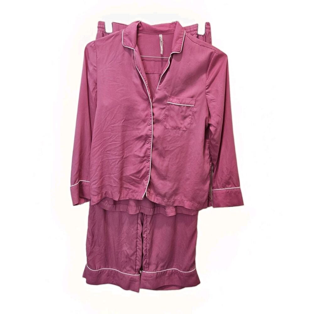 Soma Pajama Set Womens Sz M Lyocell Pink Pockets Super Soft 2pc Long sleeve